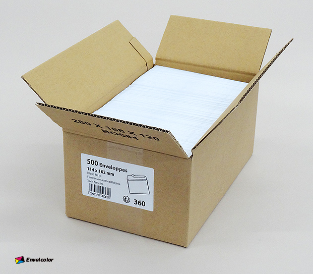 Lot de 500 Enveloppes, C6, 114 x 162 mm, blanc, sans fenêtre - La Poste