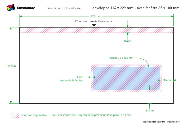 Enveloppe Longue – 11 x 22 cm – Avec fenêtre – juriprint